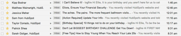 Birthday Email Inbox